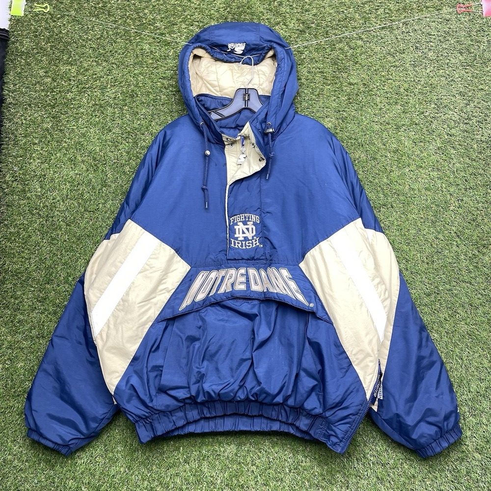 Notre Dame Starter Jacket Mens XL Vintage 90s Fighting Irish Windbreaker Puffer